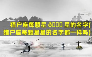 猎户座每颗星 🐅 星的名字(猎户座每颗星星的名字都一样吗)